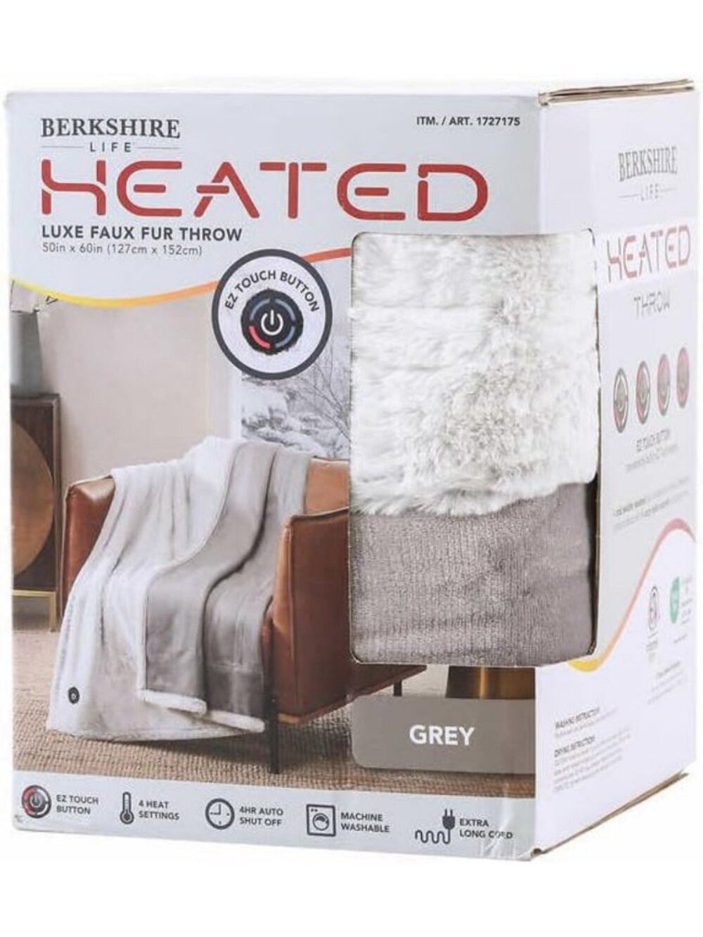 Cozy Heated Throw Blanket - 50"x60" Electric, 4 Heat Settings, Reversible Faux